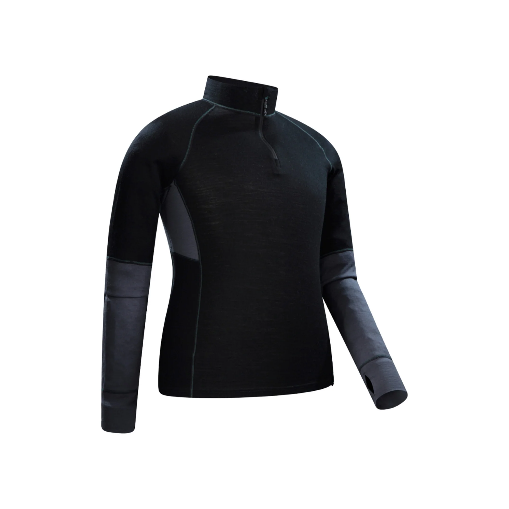 Mountain Warehouse Mens Ultra Merino Wool Zip Neck Base Layer Top Black - Image 3