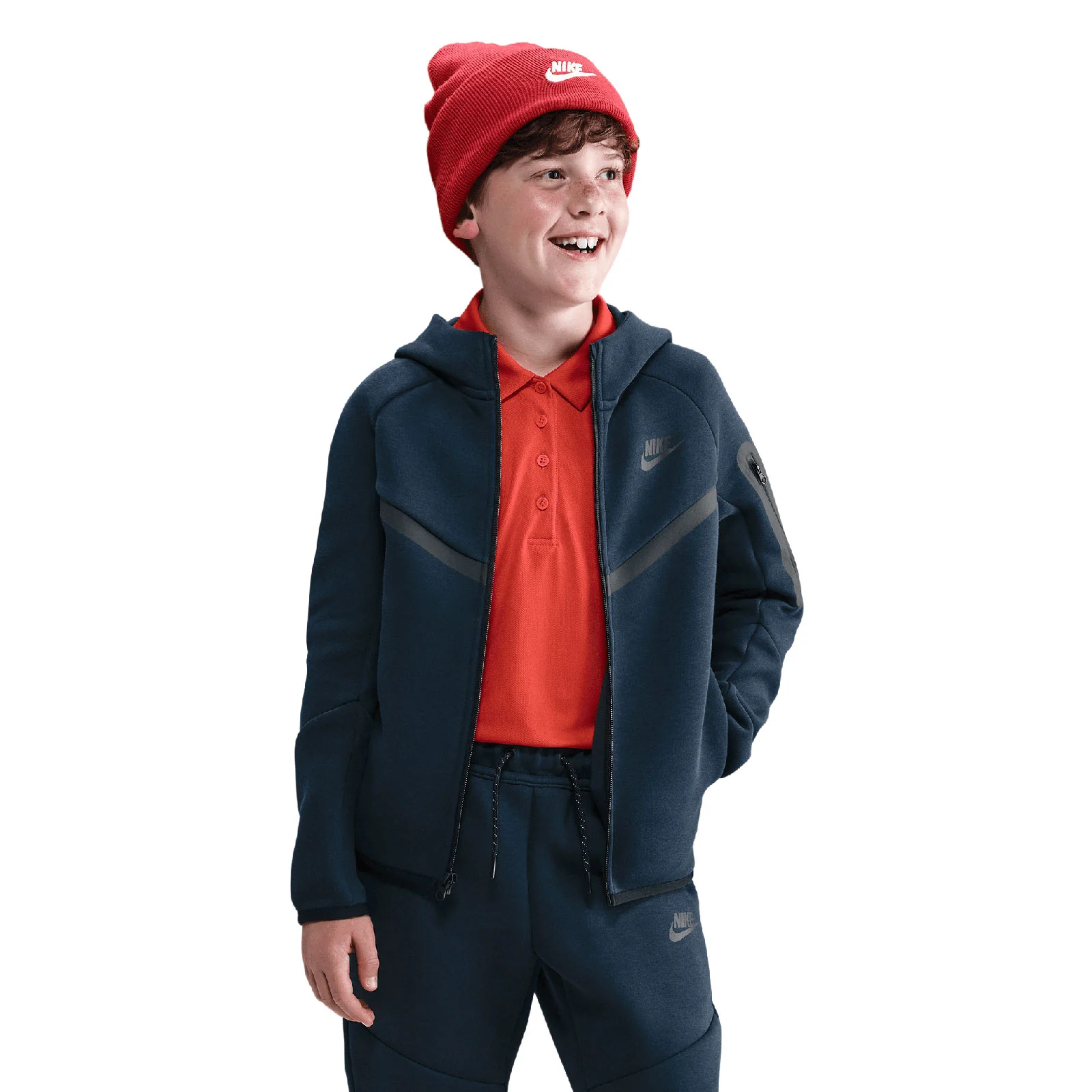 Nike Boys NSW TCH FLC FZ HOODY PD Navy