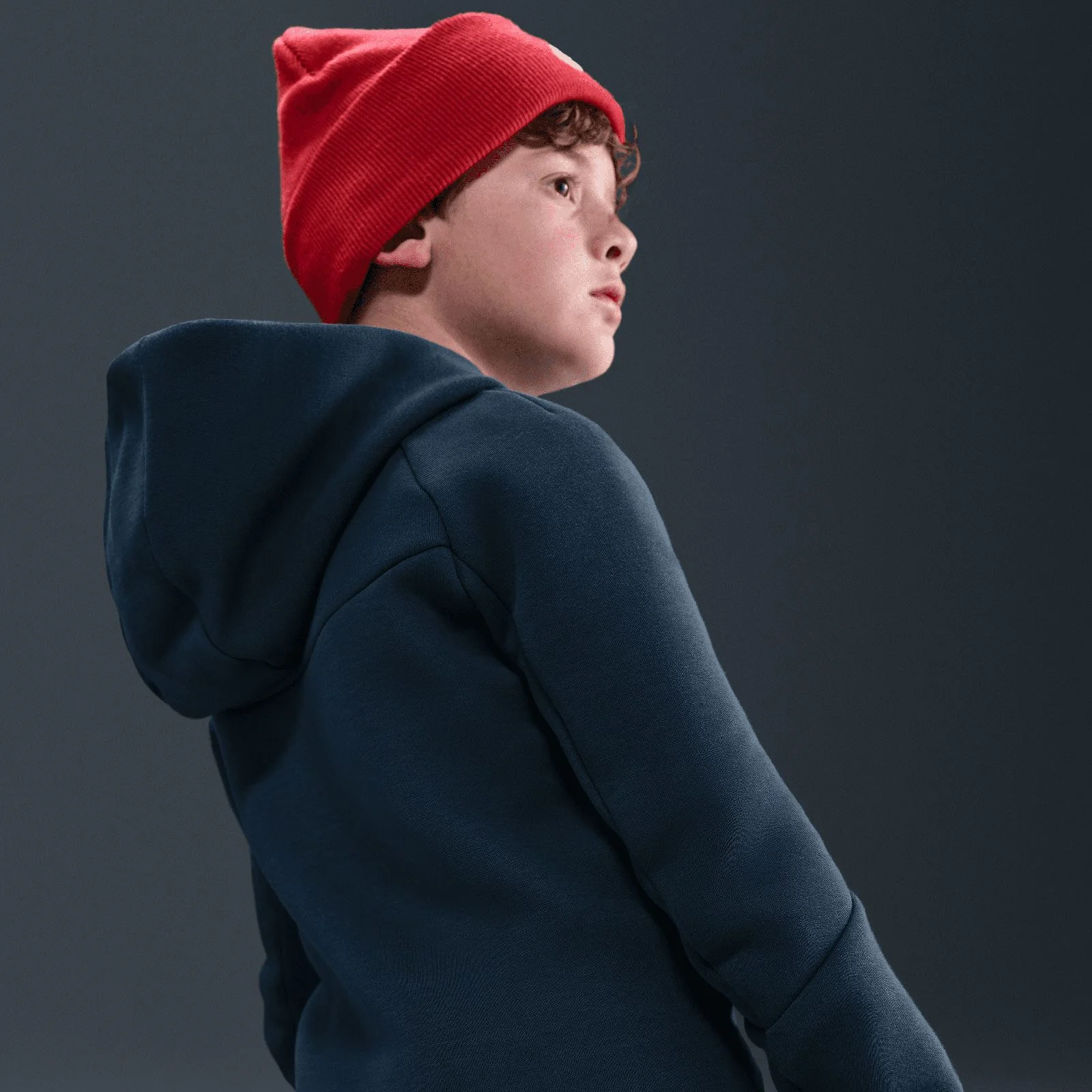 Nike Boys NSW TCH FLC FZ HOODY PD Navy - Image 5