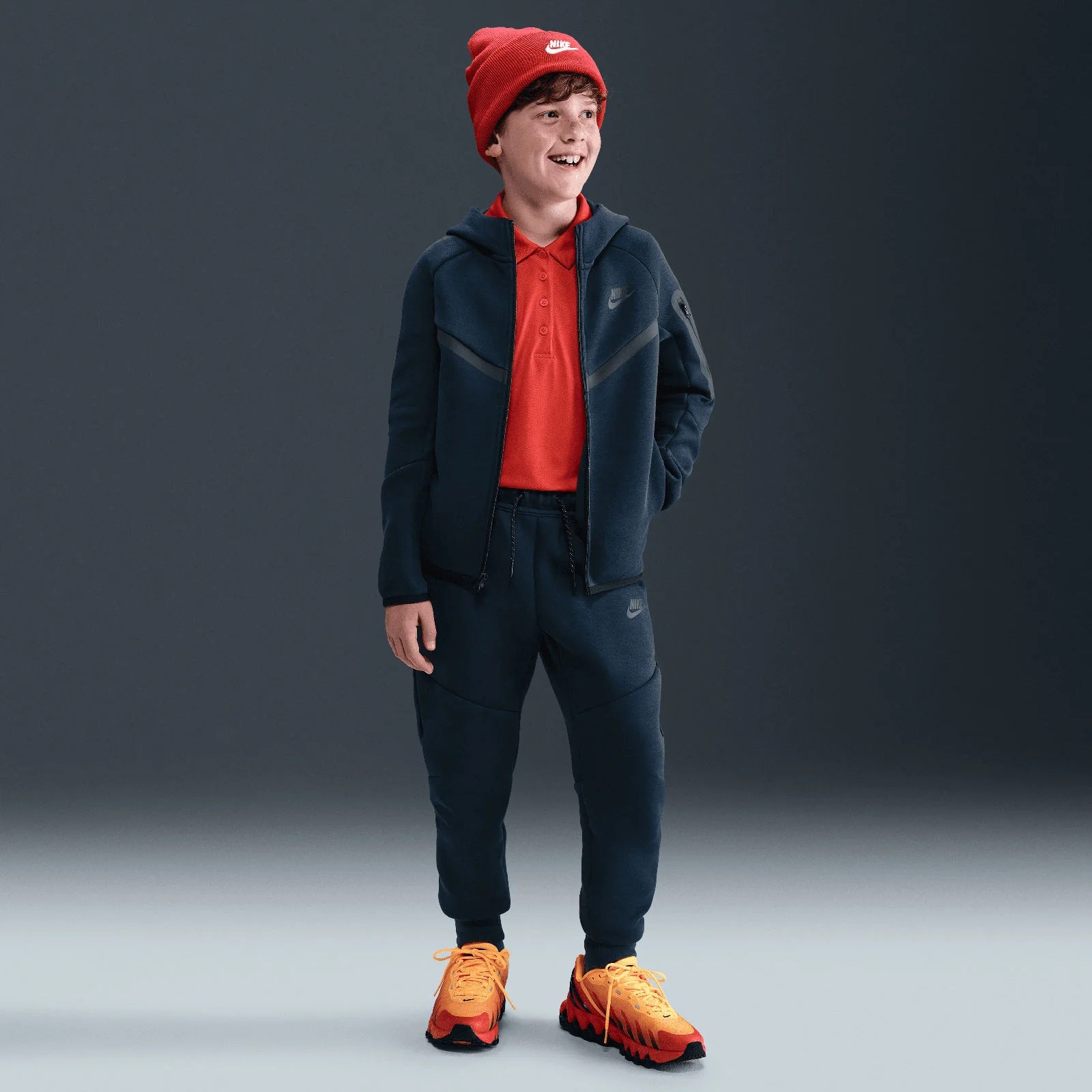 Nike Boys NSW TCH FLC FZ HOODY PD Navy - Image 6