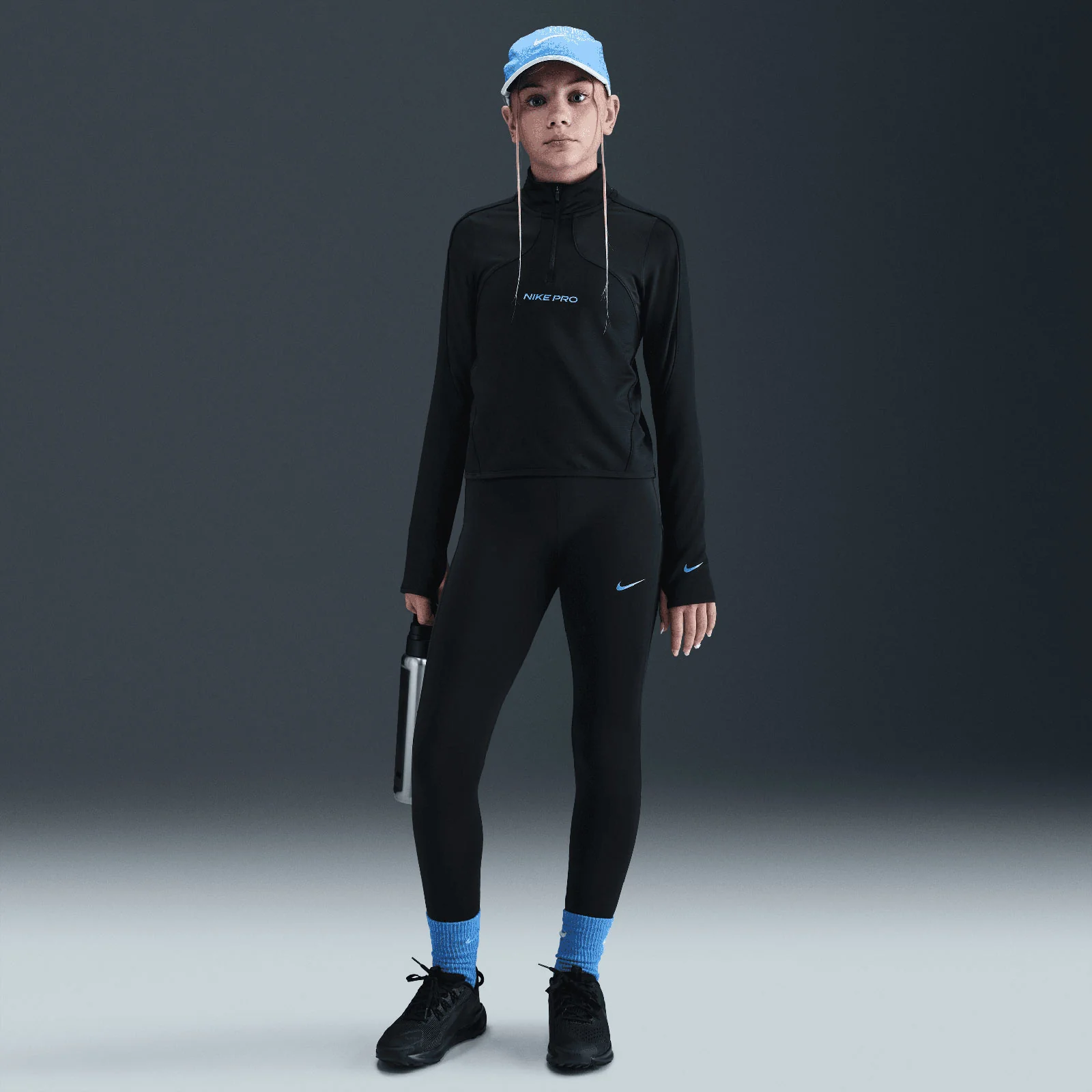 Nike Pro Kids (Girls) Therma-FIT Half-Zip Long-Sleeve Top - Image 6