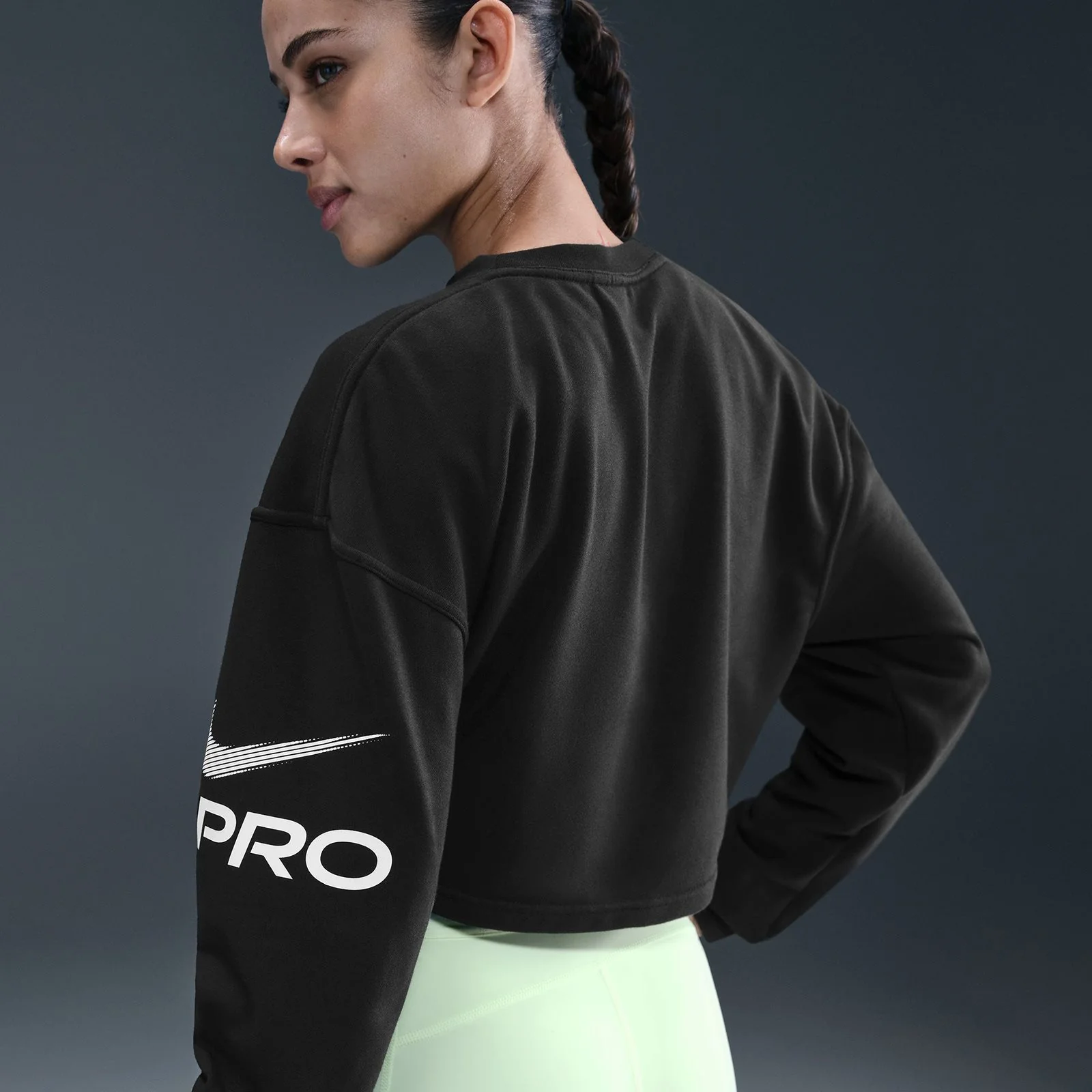 Nike Pro Womens Dri-FIT Loose Crew-Neck French Terry Sweatshirt - Image 5