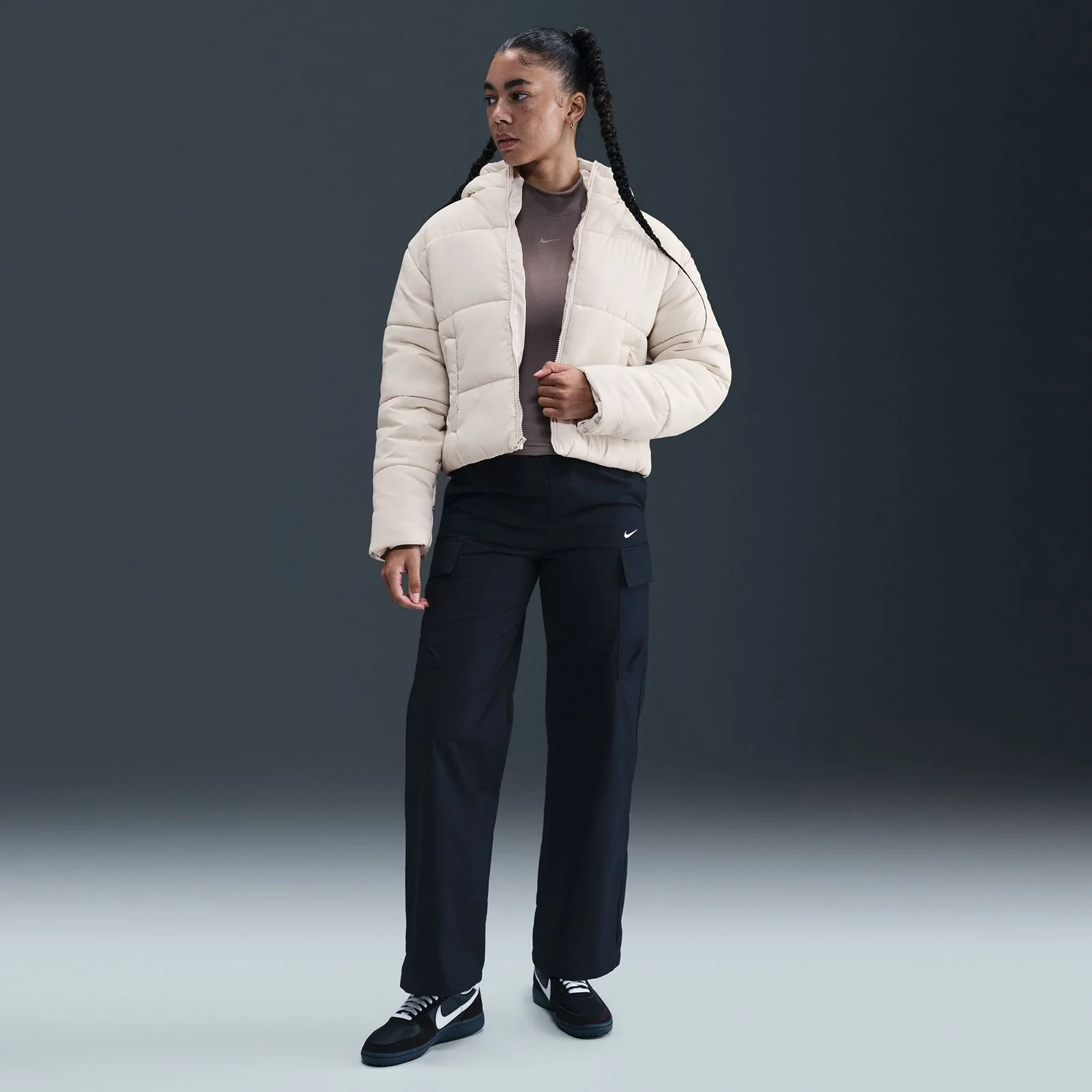 Nike Sportswear Classic Puffer Womens Therma-FIT Loose Hooded Jacket - Image 7