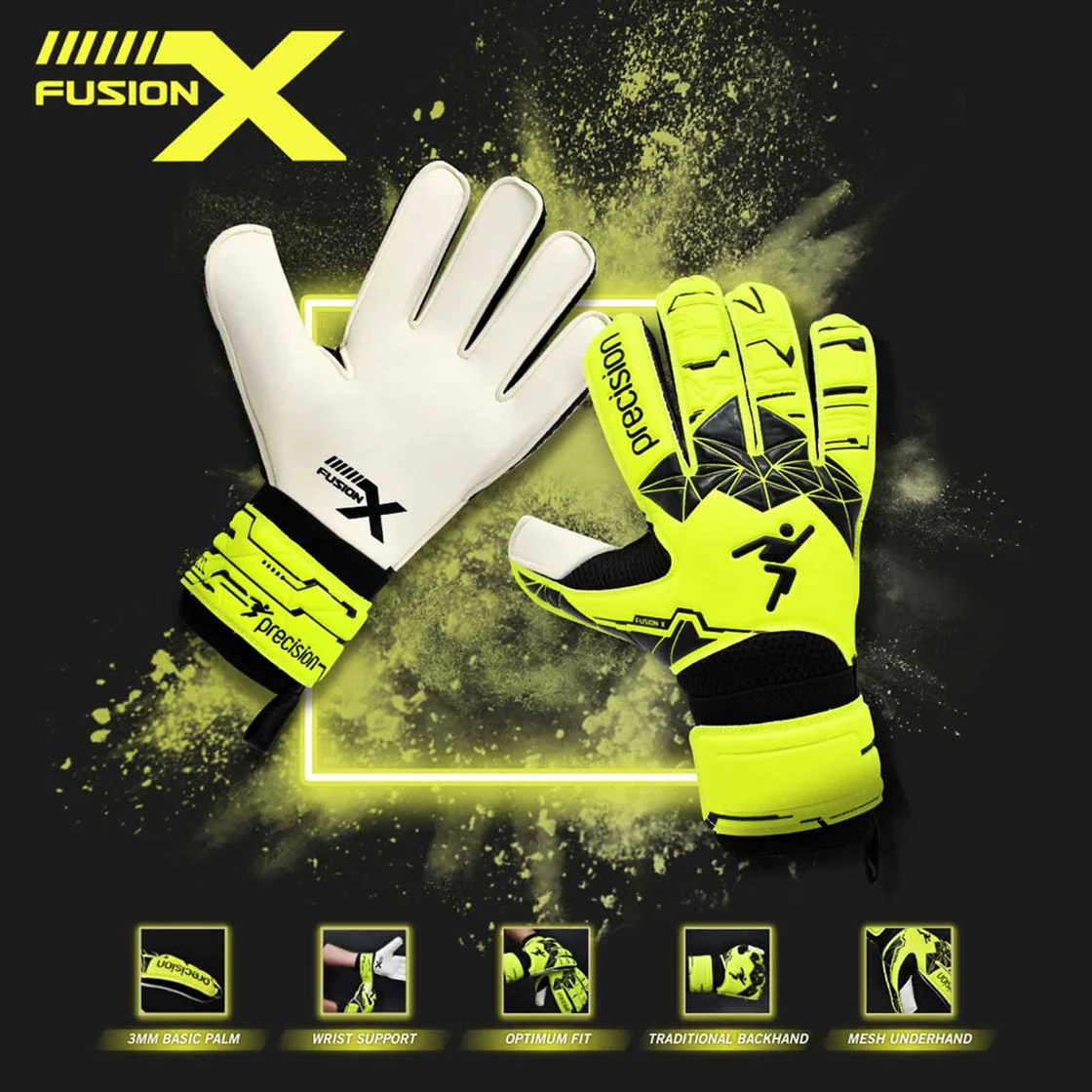 Precision Fusion X Flat Cut Essential Goalkeeper Gloves - Image 4
