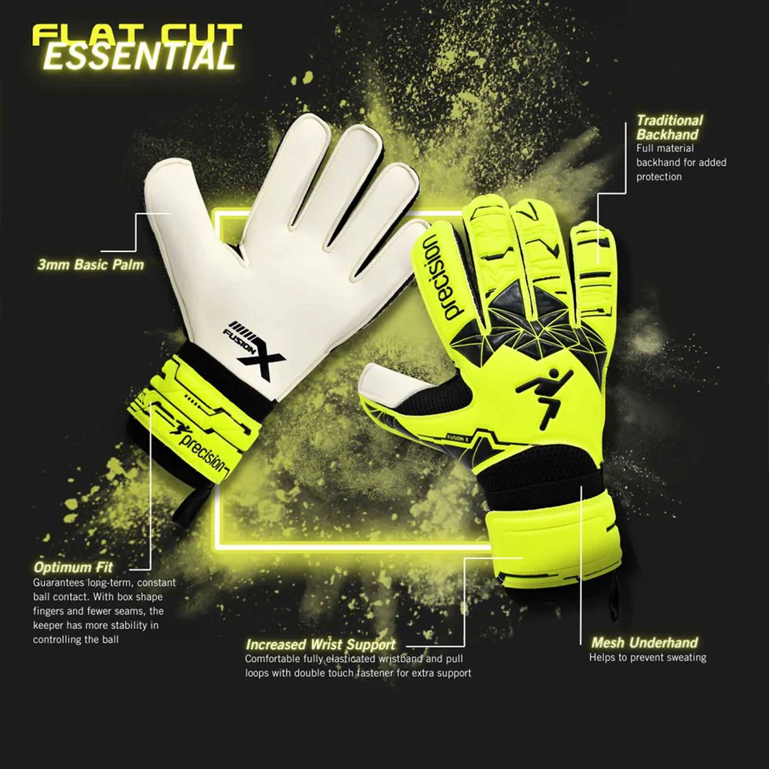 Precision Fusion X Flat Cut Essential Goalkeeper Gloves - Image 5