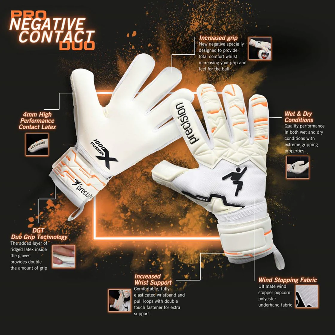Precision Junior Fusion X Pro Negative Contact Duo GK Gloves - Image 5