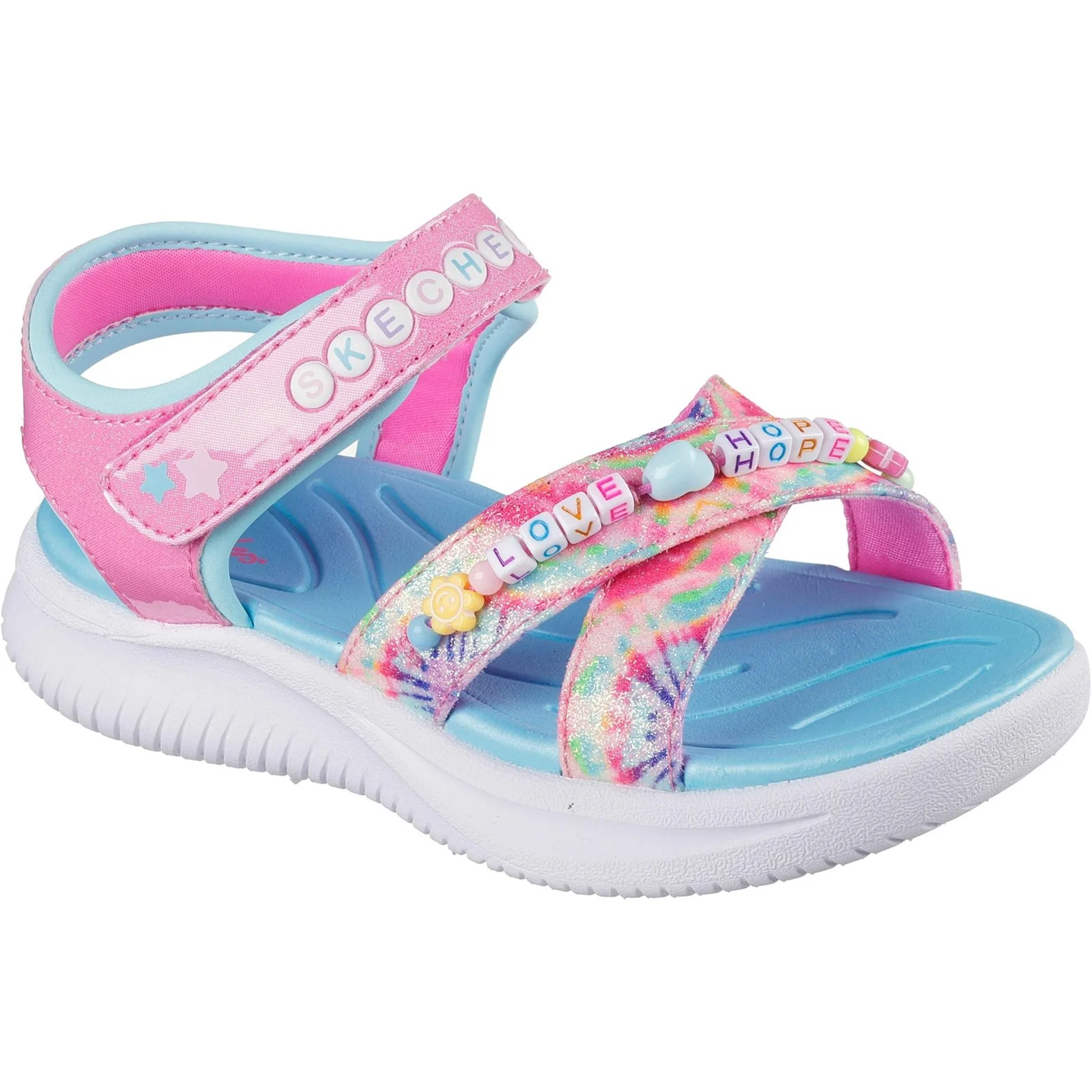 Skechers Junior Girls Jumpsters Tie Dye BFFs Sandal Pink/Multi