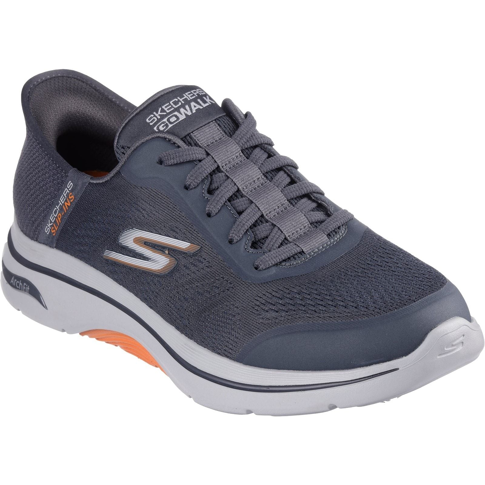 Skechers Mens Arch Fit 2.0 Simplicity 2 Shoes Charcoal/Orange - Image 5