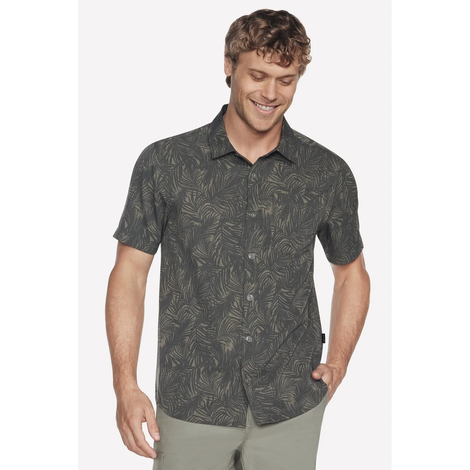 Skechers Mens GO WALK Air Printed Short Sleeve Shirt White - Image 3