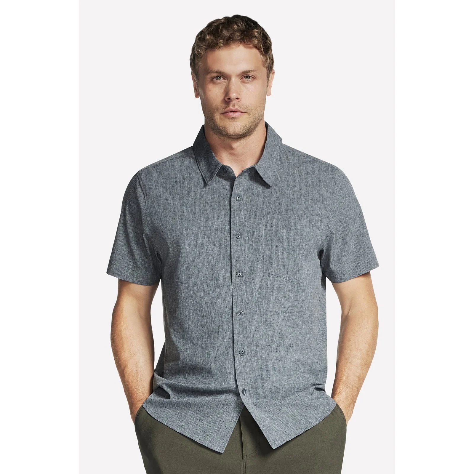 Skechers Mens GO WALK Air Short Sleeve Shirt Black/Charcoal