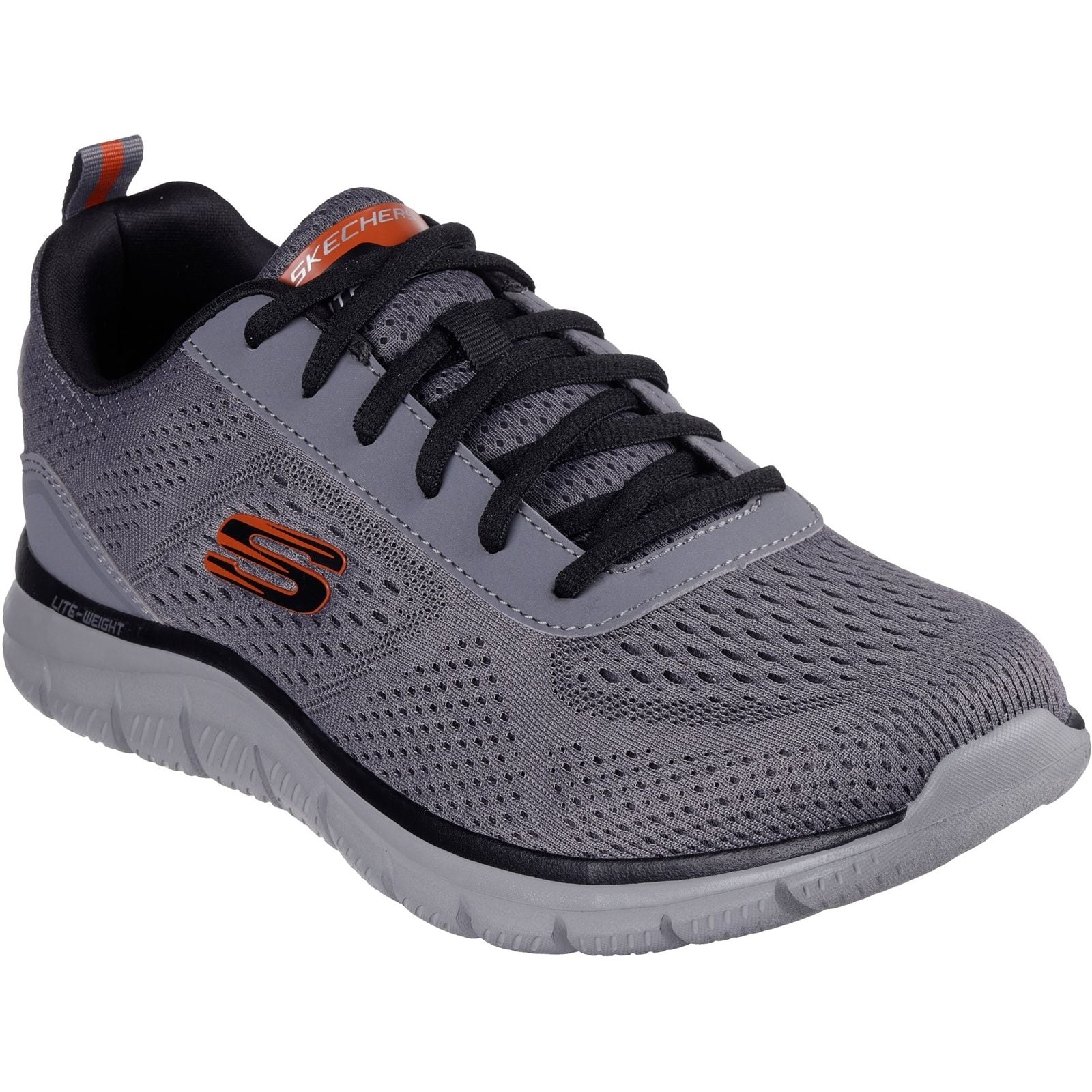 Skechers Mens Track Leshur Shoes Charcoal/Orange - Image 5