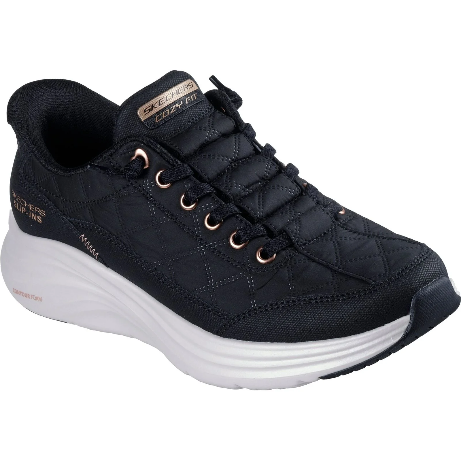 Skechers Womens Contour Foam Golden Hour Trainers Black/Rose Gold - Image 5