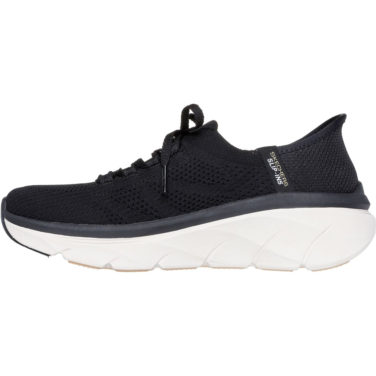 Skechers Womens D'Lux Walker 2.0 Thrill Movement Shoes Black/Tan - Image 2