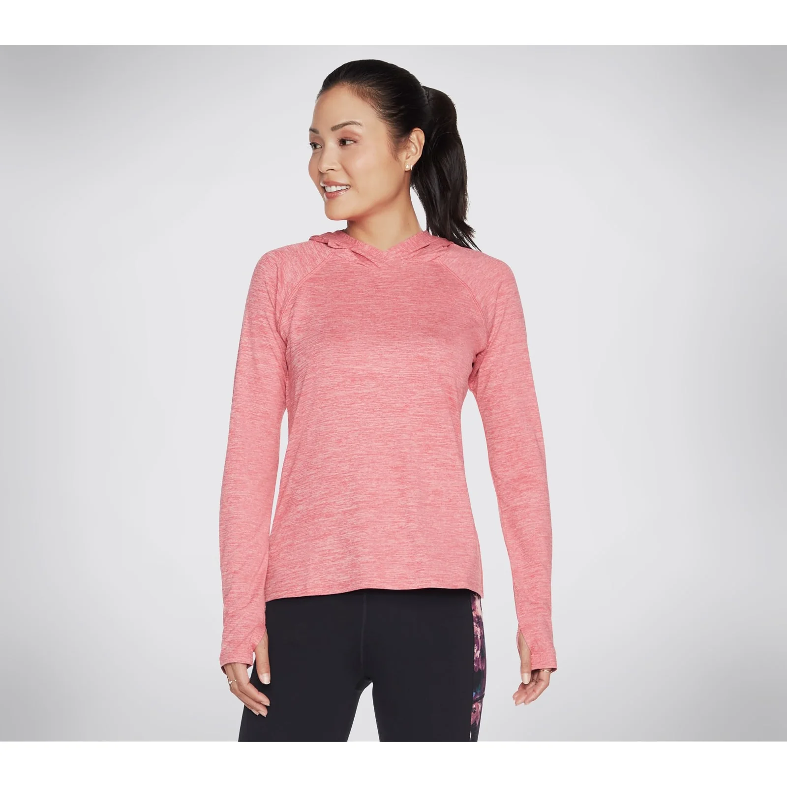 Skechers Womens Godri Brisk Escape Hooded Long Sleeve Top Red/Pink