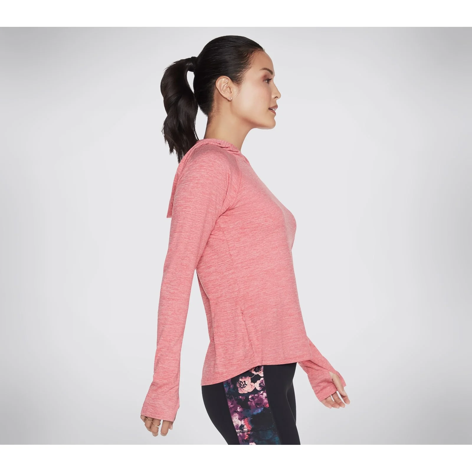 Skechers Womens Godri Brisk Escape Hooded Long Sleeve Top Red/Pink - Image 3