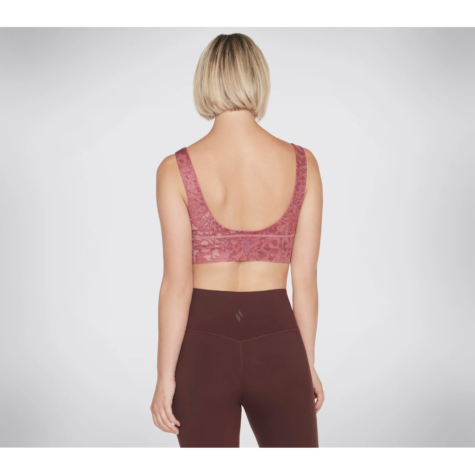 Skechers Womens Gosculpt Leopard Longline Bra Dark Pink - Image 2