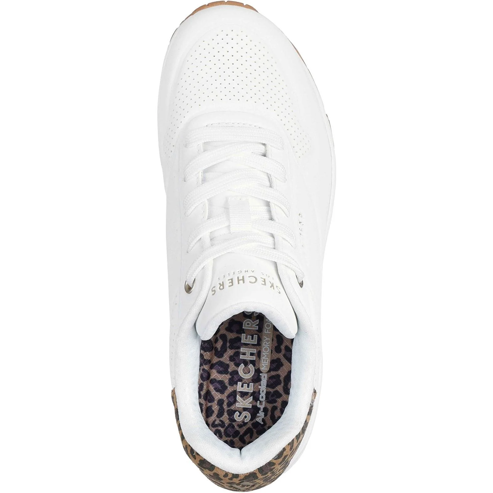 Skechers Womens UNO - Jungle Nite Trainer White/Leopard - Image 3