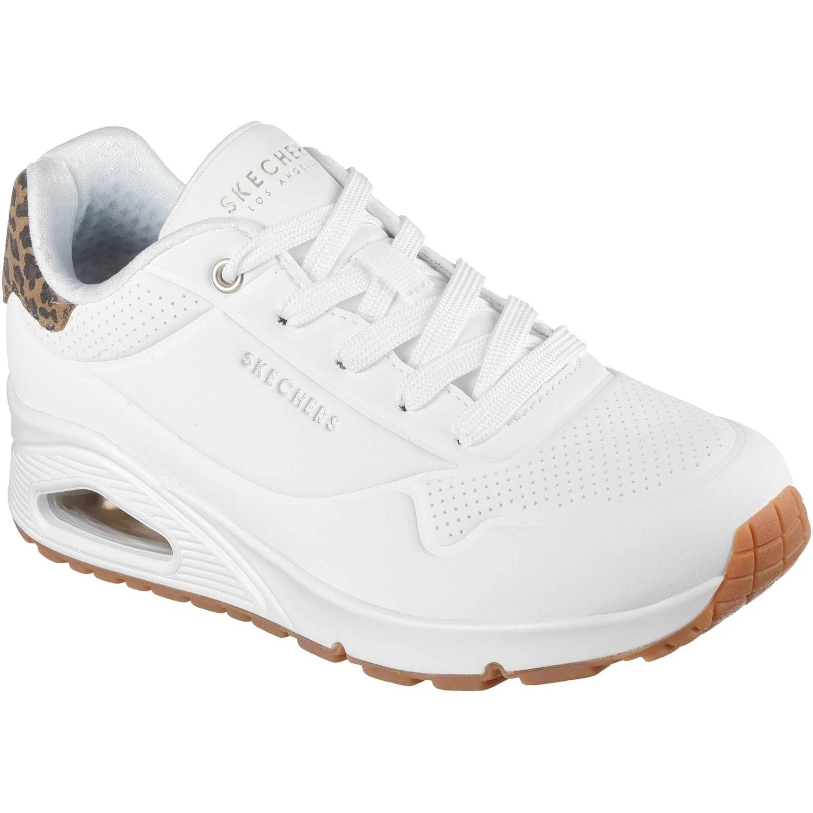 Skechers Womens UNO - Jungle Nite Trainer White/Leopard - Image 5