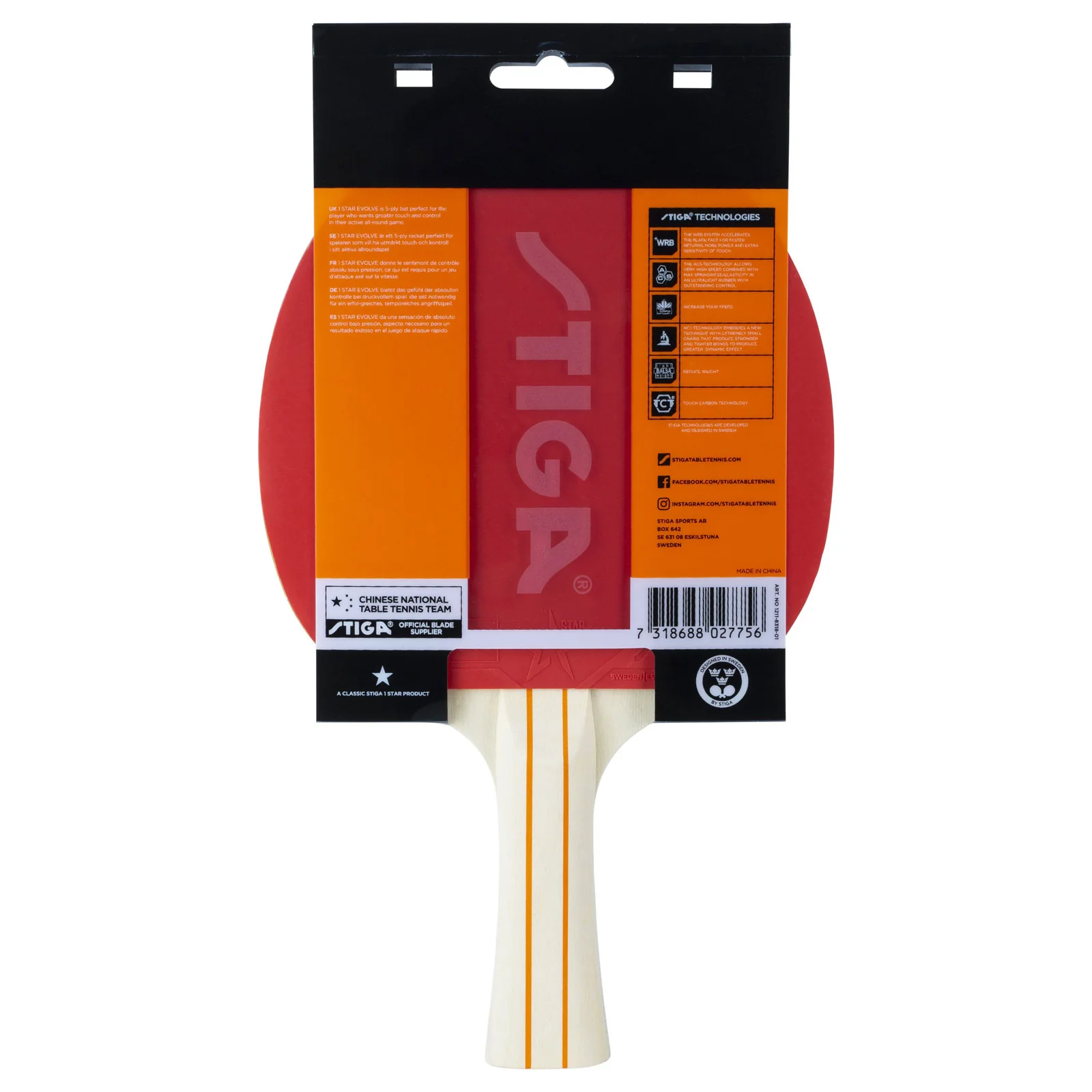 Stiga Evolve 1 Star Table Tennis Bat - Image 2