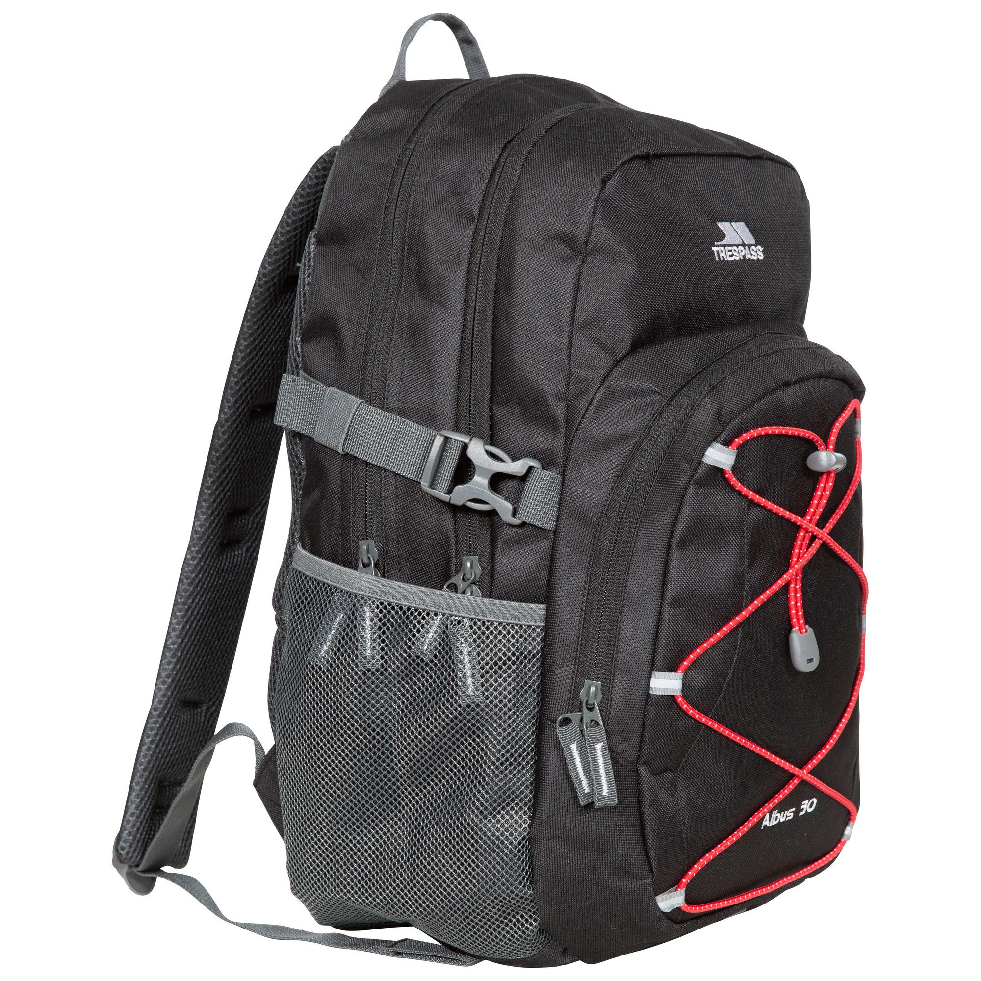 Trespass Albus 30 Litre Casual Rucksack/Backpack Black/Red - Image 3