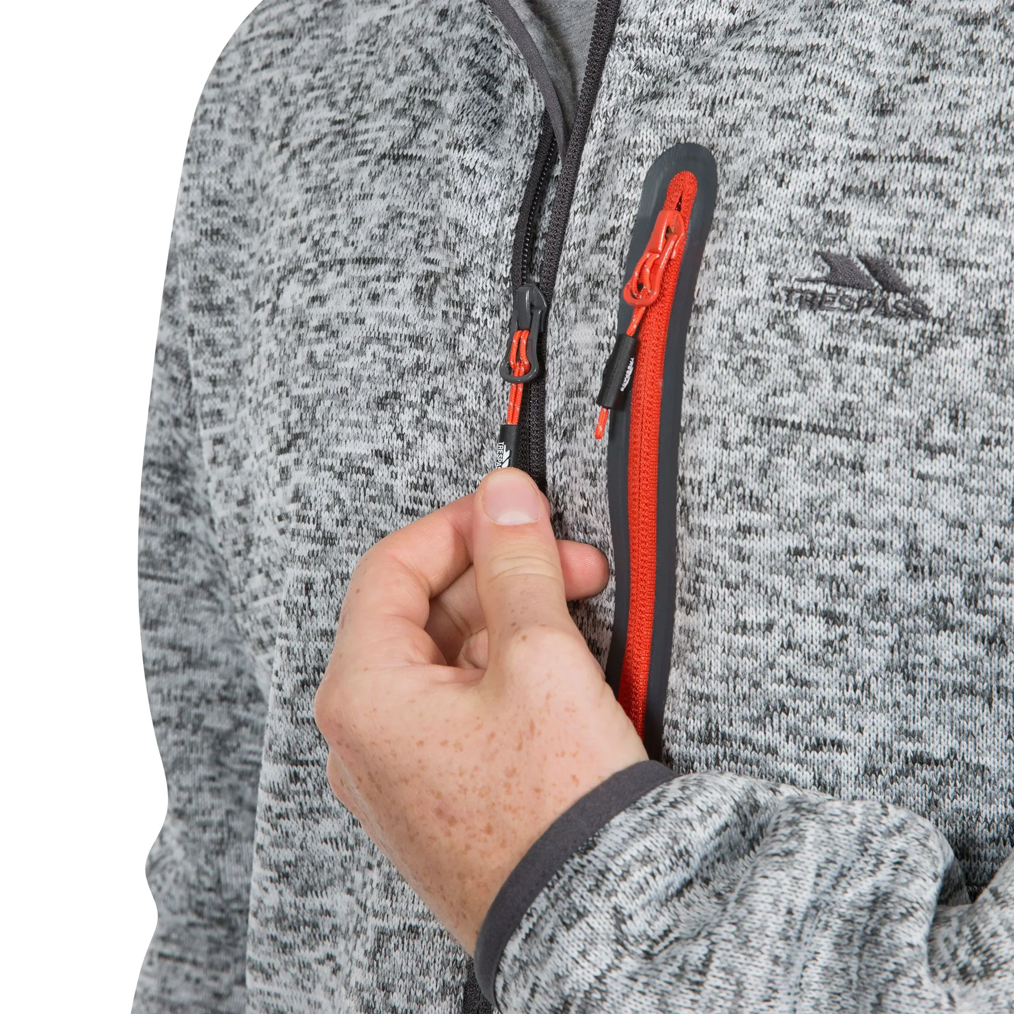 Trespass Mens Bingham Fleece Jacket Grey Marl - Image 4