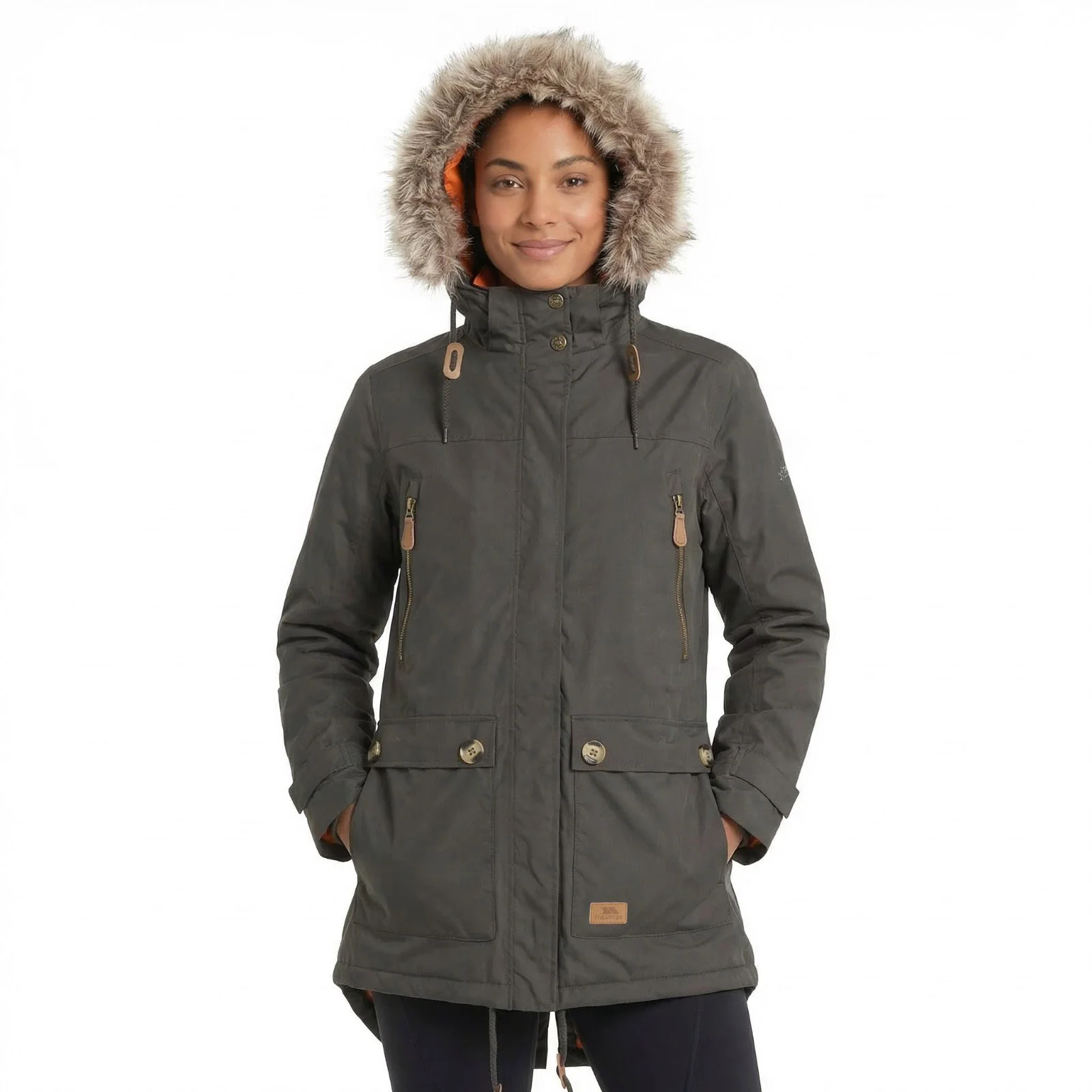 Trespass Womens Clea Waterproof Parka Dark Khaki